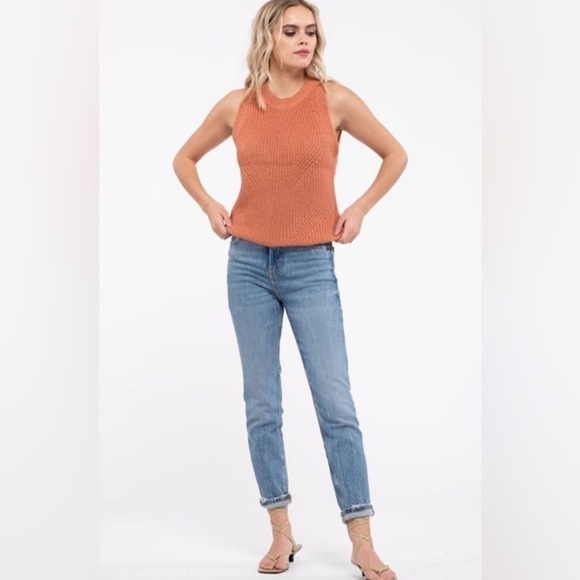 NWT Mine Women’s Knit Sweater Sleeveless Tank Top Sz Small, Sienna Orange - Picture 10 of 11